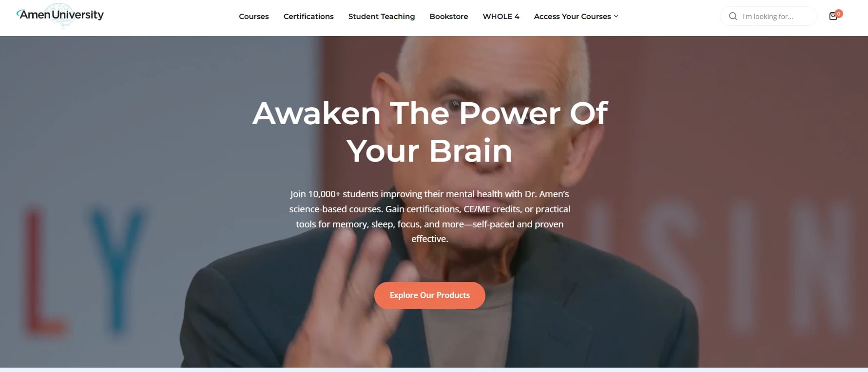 Amen University homepage and programme navigation
