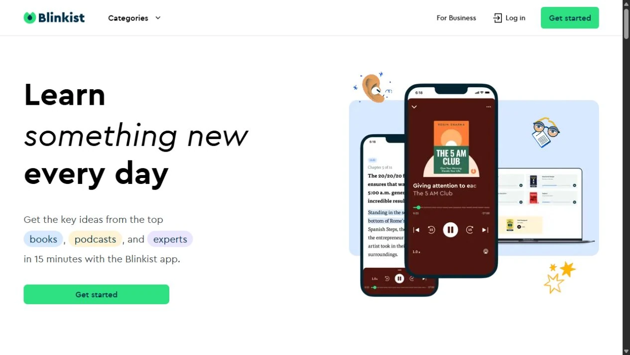 Blinkist official website viewed on 29 October 2026