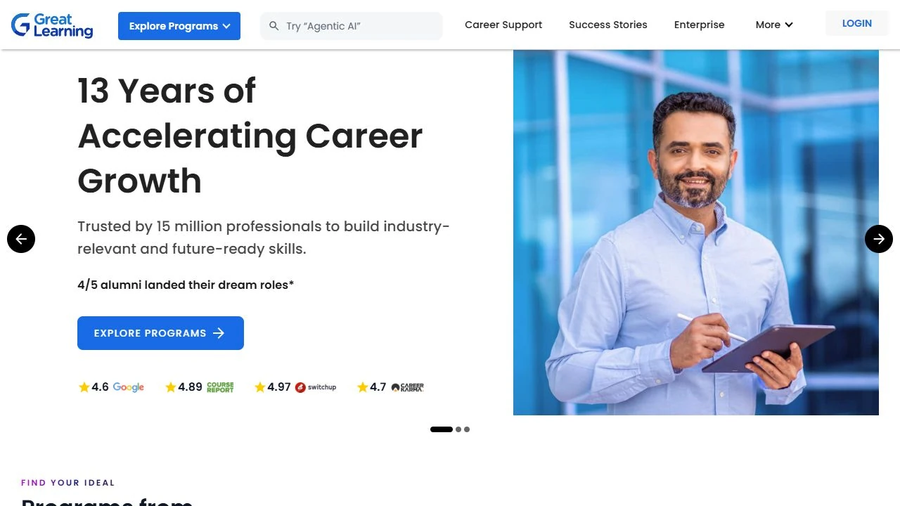 Great Learning official website viewed on 29 October 2026