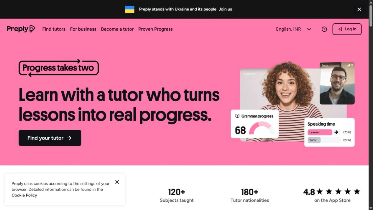 Preply official website viewed on 29 October 2026